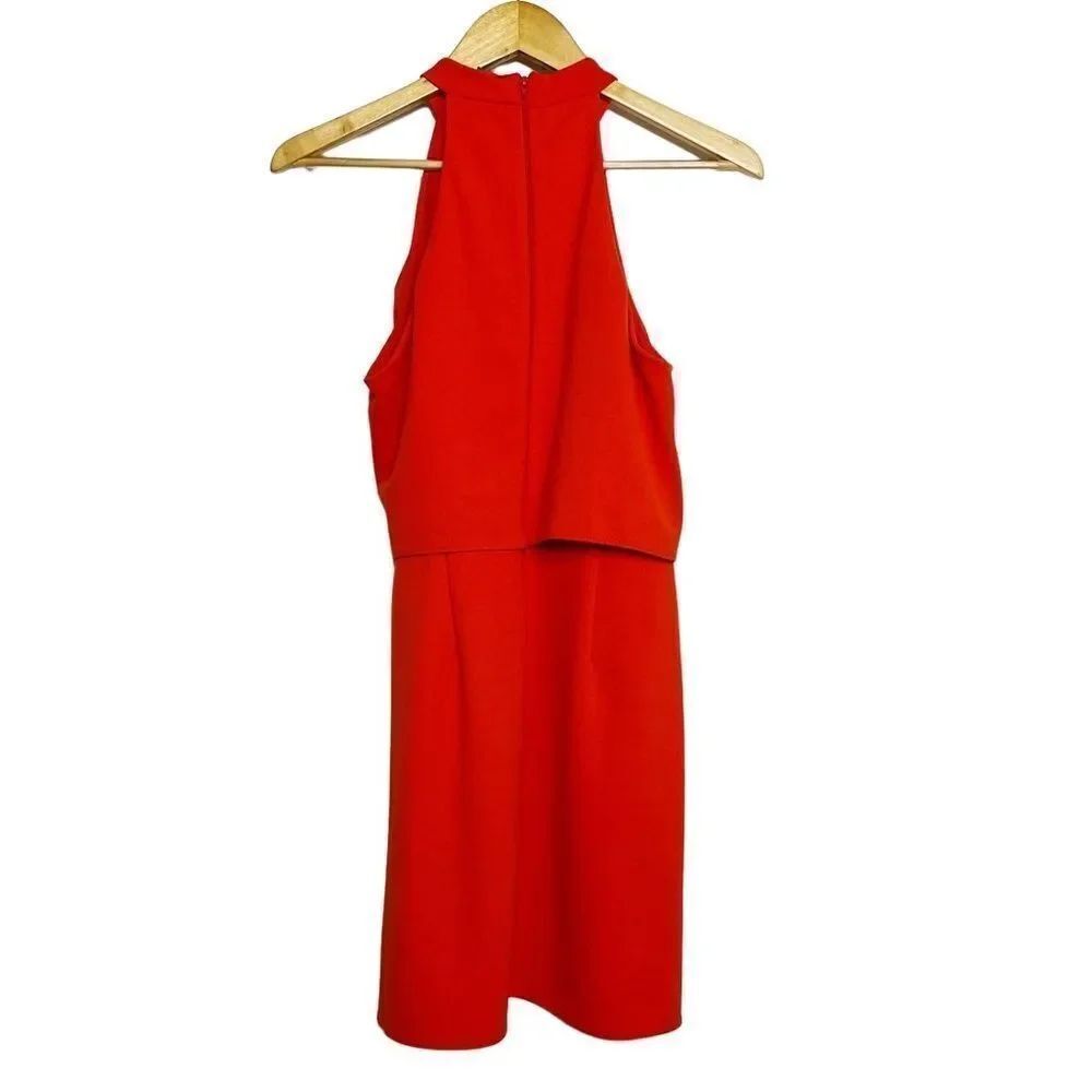 ASOS High Neck Overlapping Shift Dress Orange Size 6 - Picture 3 of 4